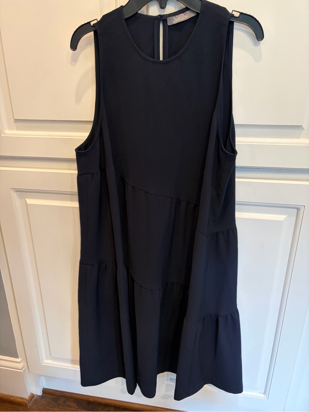 Lela Rose Dark Navy Sleeveless Tiered Midi Dress